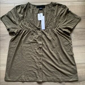 NWT Sanctuary Green Ruched Buttoned Blouse Size XS